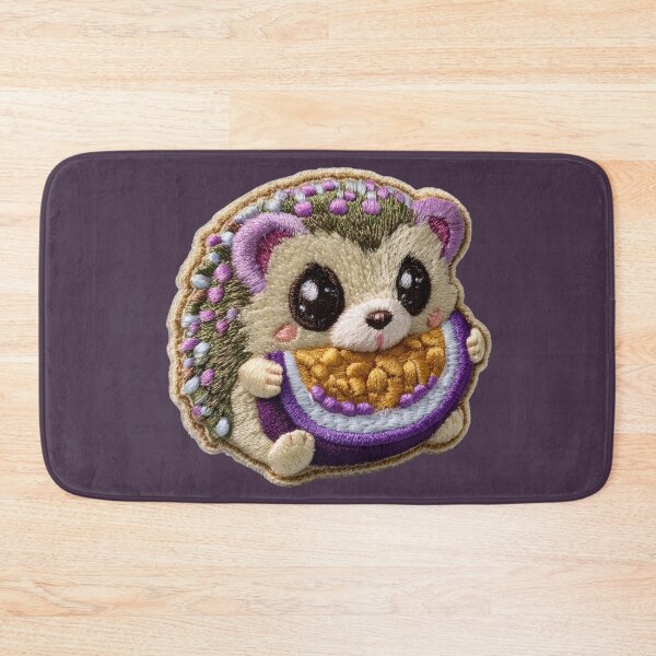 Item preview, Kawaii Hedgehog With Purple Watermelon Slice designed and sold by MegaNovaArt.