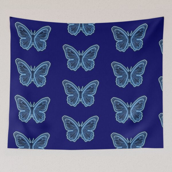Item preview, Neon butterfly and abstract lines on a black background designed and sold by ArtEventET.