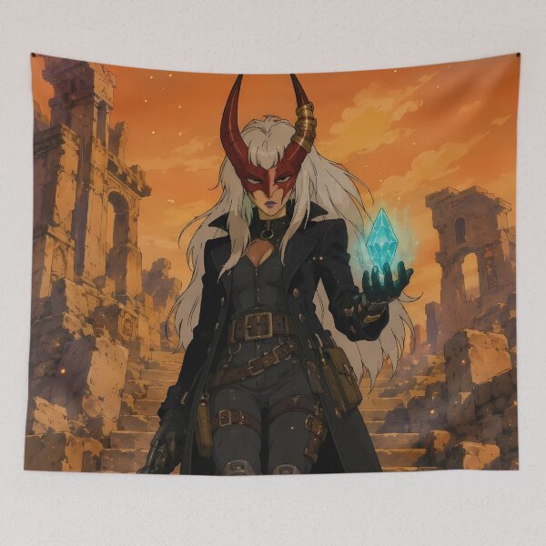 Item preview, Demon Huntress of the Fallen Empire – Dark Fantasy Anime Warrior Illustration designed and sold by  Hollow Moon Studios..