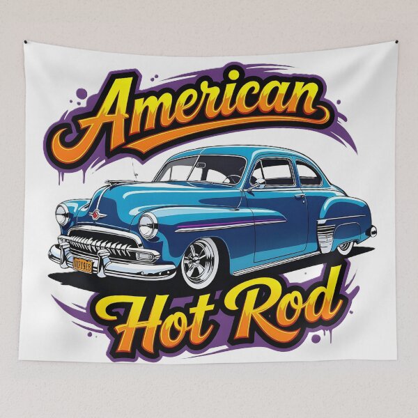 Item preview, Classic Blue Hot Rod Vintage Pop Art Illustration designed and sold by rgagliardi2017.