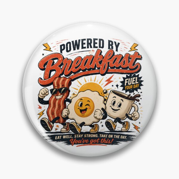 Item preview, Powered By Breakfast Artwork Funny Morning Food Design designed and sold by ILYASSE1.