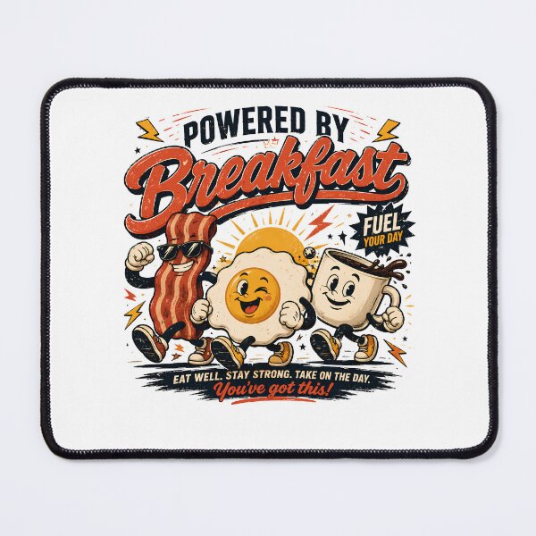 Item preview, Powered By Breakfast Artwork Funny Morning Food Design designed and sold by ILYASSE1.