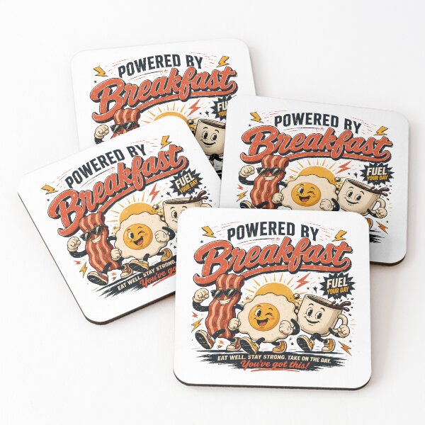 Item preview, Powered By Breakfast Artwork Funny Morning Food Design designed and sold by ILYASSE1.