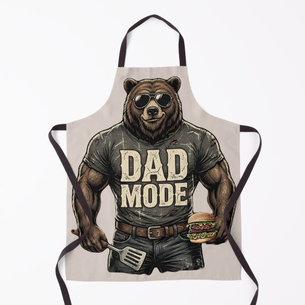 Item preview, Dad Mode Bear | Funny BBQ Grill Father’s Day Bear Burger PNG | Retro Vintage Dad Life Grill Master Design designed and sold by Hnd-Design.