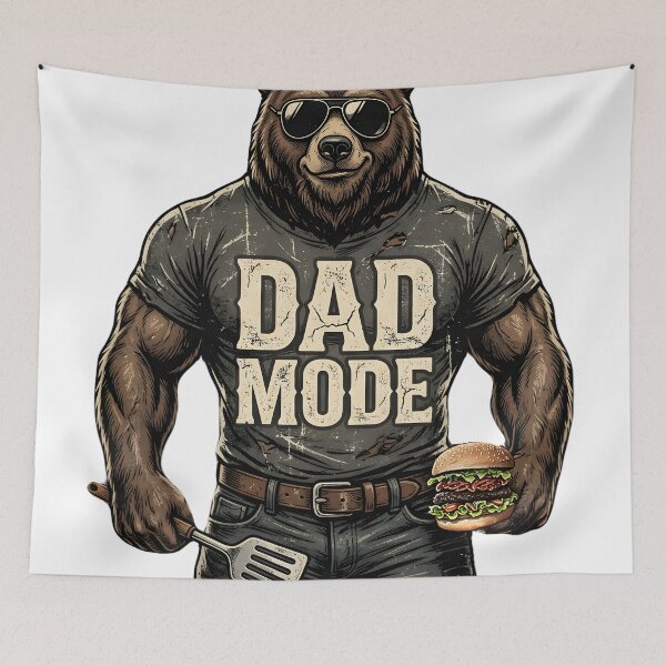 Item preview, Dad Mode Bear | Funny BBQ Grill Father’s Day Bear Burger PNG | Retro Vintage Dad Life Grill Master Design designed and sold by Hnd-Design.