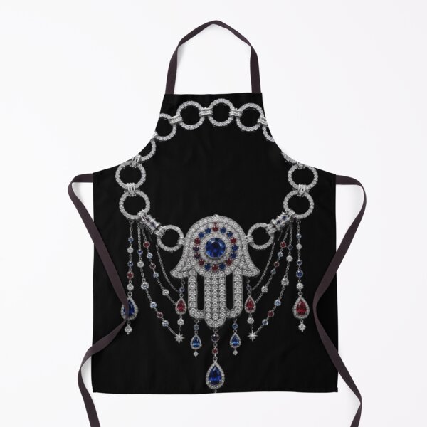 Item preview, Silver Hamsa Necklace | with Blue Ruby Gems designed and sold by Rawafi Art Studio.
