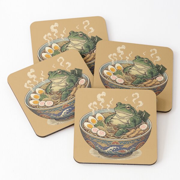 Item preview, Vintage Ukiyo e Toad Relaxing in Ramen Bowl Art designed and sold by DuckOddity.