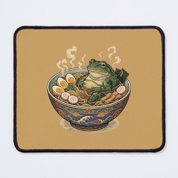 Item preview, Vintage Ukiyo e Toad Relaxing in Ramen Bowl Art designed and sold by DuckOddity.