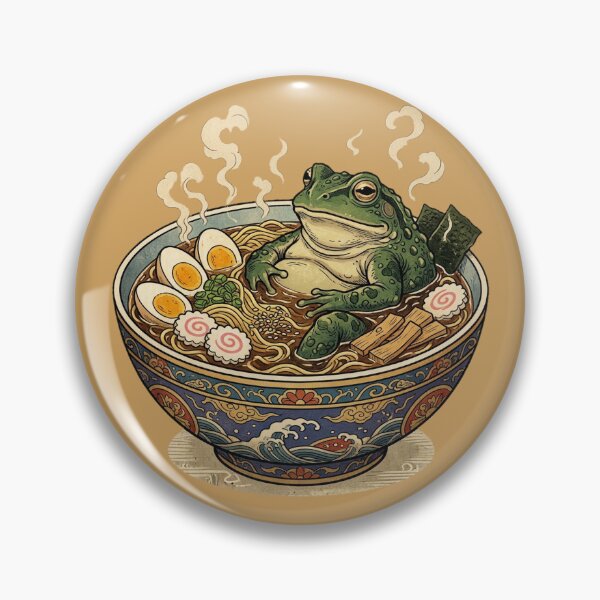 Item preview, Vintage Ukiyo e Toad Relaxing in Ramen Bowl Art designed and sold by DuckOddity.