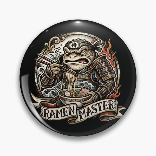 Item preview, Traditional Tattoo Samurai Toad Ramen Master Badge designed and sold by DuckOddity.