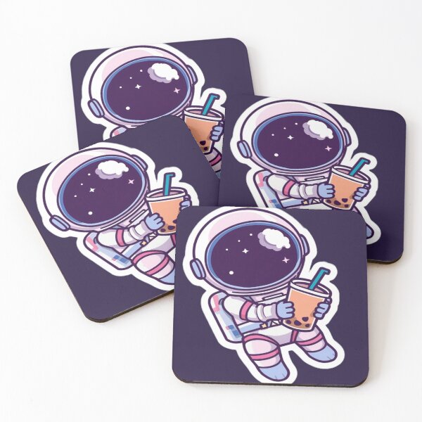 Item preview, Cute Kawaii Astronaut Drinking Boba Tea designed and sold by ItzLacarth.