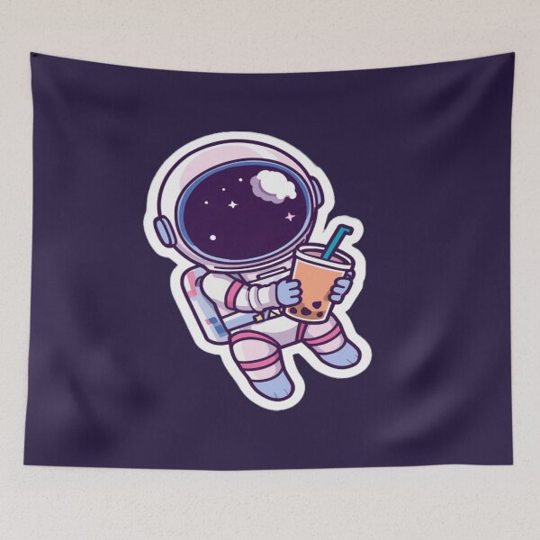 Item preview, Cute Kawaii Astronaut Drinking Boba Tea designed and sold by ItzLacarth.
