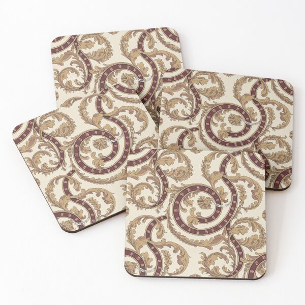 Item preview, Luxurious Baroque Acanthus Scroll Pattern | Maroon Gold Pearl Seamless Repeat designed and sold by Midnight Veil Designs.