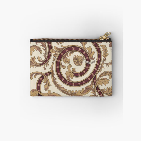 Item preview, Luxurious Baroque Acanthus Scroll Pattern | Maroon Gold Pearl Seamless Repeat designed and sold by Midnight Veil Designs.