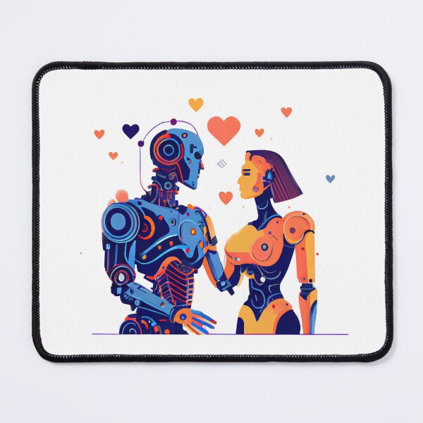 Item preview, Robot man and robot woman in love. Futuristic concept of relationship between artificial intelligence. Flat design  designed and sold by ArtEventET.