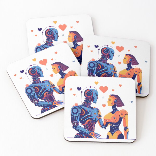 Item preview, Robot man and robot woman in love. Futuristic concept of relationship between artificial intelligence. Flat design  designed and sold by ArtEventET.
