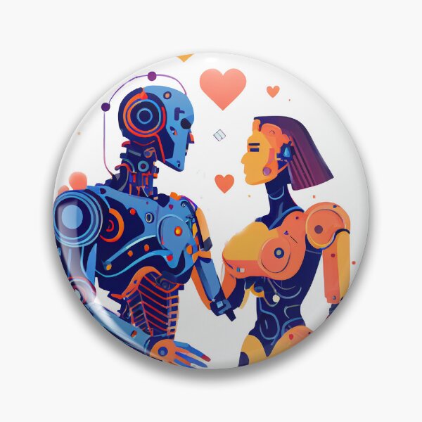 Item preview, Robot man and robot woman in love. Futuristic concept of relationship between artificial intelligence. Flat design  designed and sold by ArtEventET.
