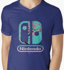 Camiseta para hombre de cuello en v Interruptor de nintendo