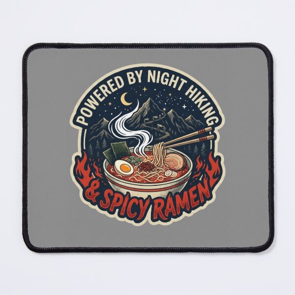 Item preview, Powered by Night Hiking and Spicy Ramen Retro Style Badge designed and sold by Jaroslaw-S.