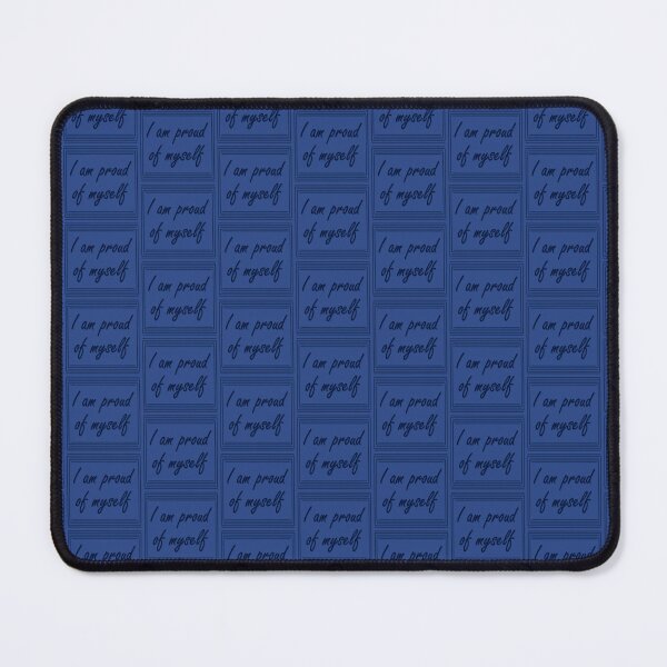 Item preview, Pattern with the inscription "I am proud of myself" in a frame on a blue background designed and sold by Cherevan.