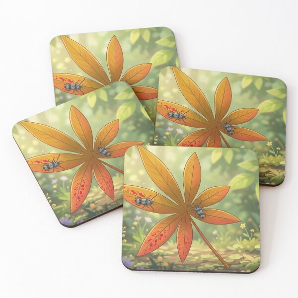 Item preview, Whimsical Autumn Leaf and Beetle Illustration designed and sold by AirCrayons27.