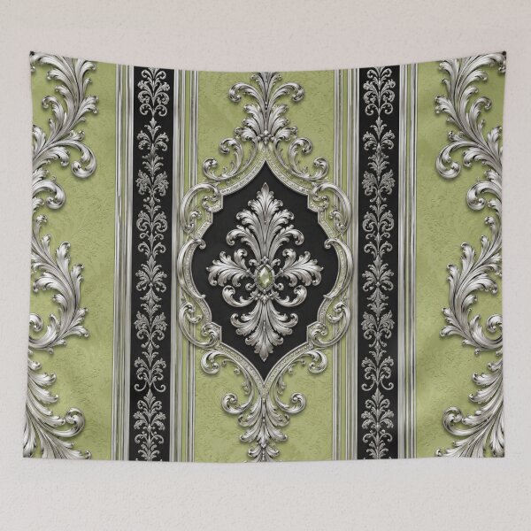 Item preview, Striped Pistachio & Silver Baroque designed and sold by DesignsByPrnces.