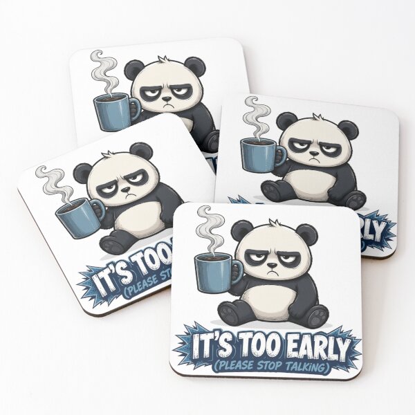 Item preview, Too Early Panda Funny Coffee Lover Design designed and sold by Nano-Threads.