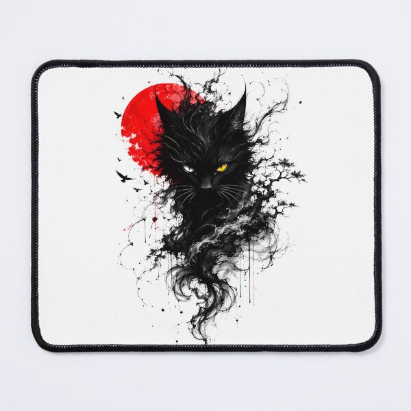 Item preview, Dark Witch Cat and Red Moon: Fantasy Gothic Illustration designed and sold by Doodle-Bloom.