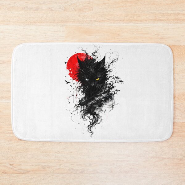 Item preview, Dark Witch Cat and Red Moon: Fantasy Gothic Illustration designed and sold by Doodle-Bloom.