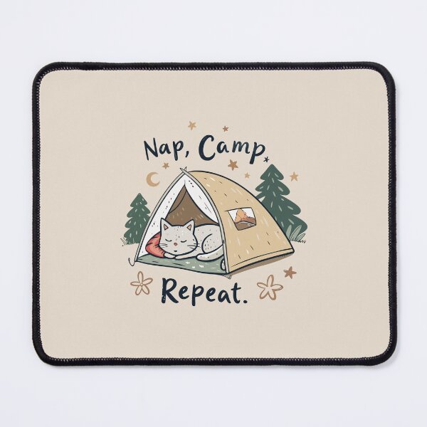 Item preview, A cute sleeping cat in a tent, a classic camping design designed and sold by Ahmed-khafagy.