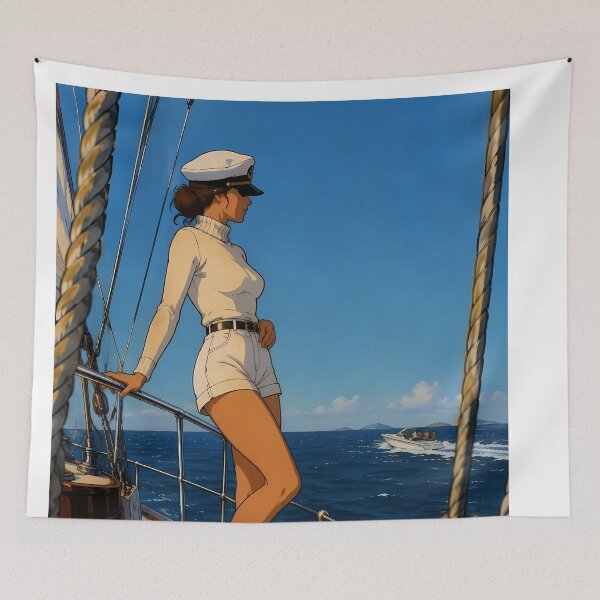 Item preview, Vintage Yacht Elegance – Retro Ocean Fashion Illustration designed and sold by  Hollow Moon Studios..