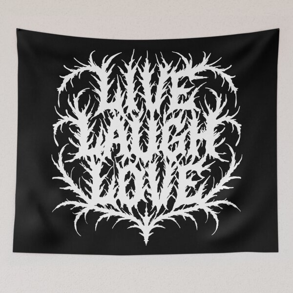 Item preview, Live Laugh Love Death Metal Logo Style Ironic Design designed and sold by velvetearth.