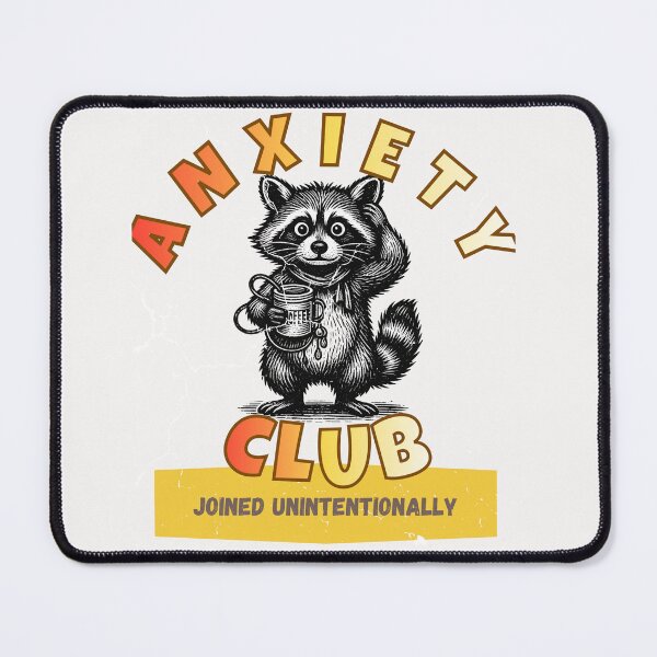 Item preview, Anxiety Club - Joined Unintentionally - Coffee Drinking Racoon designed and sold by LAJdesigns.