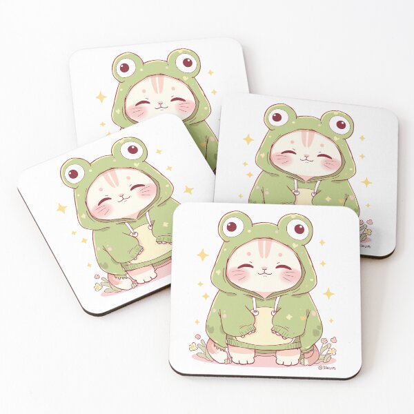 Item preview, Frog Hoodie Cat designed and sold by PurrfectClubArt.