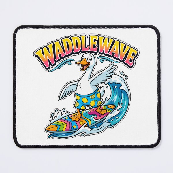 Item preview, Retro Waddlewave Surf Shirt - Colorful Duck Boarding Tee - Cool Bird Pun T-Shirt for Beach Lovers designed and sold by wshStudio.