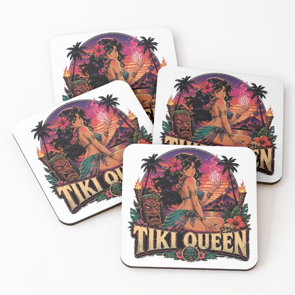 Item preview, Tiki Queen on the Beach Anime Retro Vintage, pinup designed and sold by JonelleTshirts.