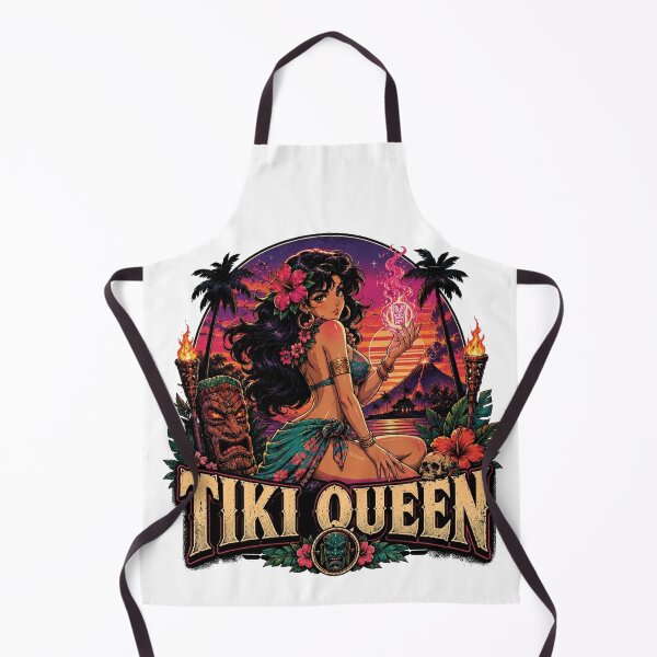 Item preview, Tiki Queen on the Beach Anime Retro Vintage, pinup designed and sold by JonelleTshirts.