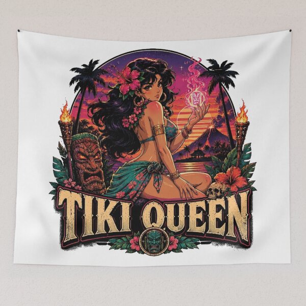Item preview, Tiki Queen on the Beach Anime Retro Vintage, pinup designed and sold by JonelleTshirts.