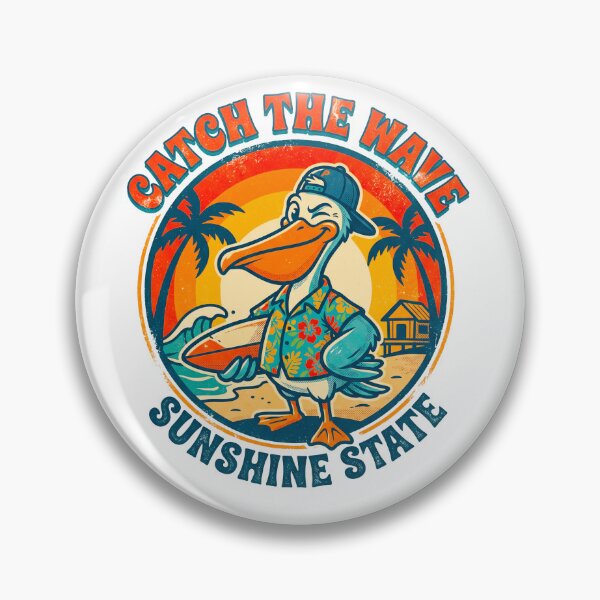 Item preview, Retro Surfing Pelican - Catch The Wave Sunshine State Art designed and sold by fit-and-fine26.