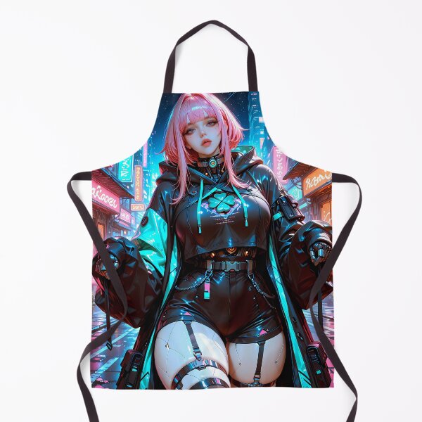 Item preview, Anime Cyberpunk Girl Futuristic Waifu Robot Neon City designed and sold by BorgSpareParts.