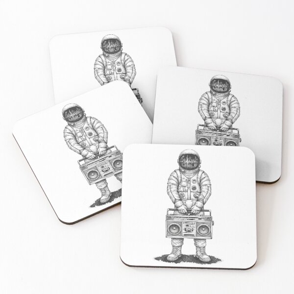 Item preview, Retro Astronaut Boombox - Vintage Sci-Fi Music Stippling Art designed and sold by rediscoveredapp.