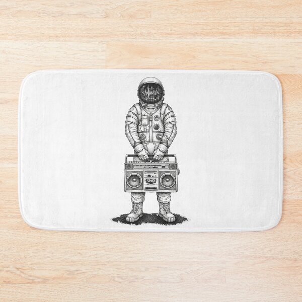 Item preview, Retro Astronaut Boombox - Vintage Sci-Fi Music Stippling Art designed and sold by rediscoveredapp.