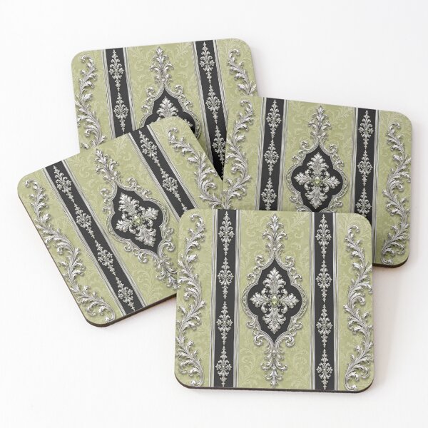 Item preview, Striped Pistachio & Black Silver Baroque designed and sold by DesignsByPrnces.