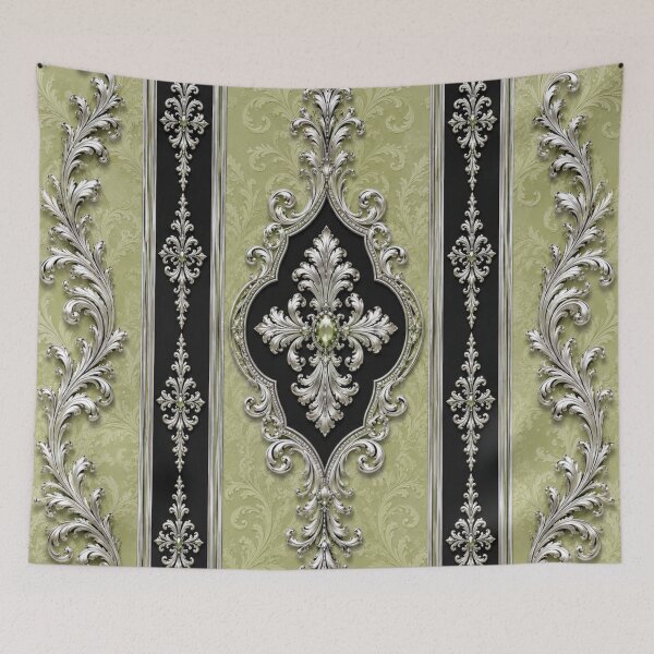 Item preview, Striped Pistachio & Black Silver Baroque designed and sold by DesignsByPrnces.