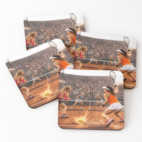 Item preview, Tennis Doubles Match Wall Art – Clay Court Action Sports Print designed and sold by Hookesmode.