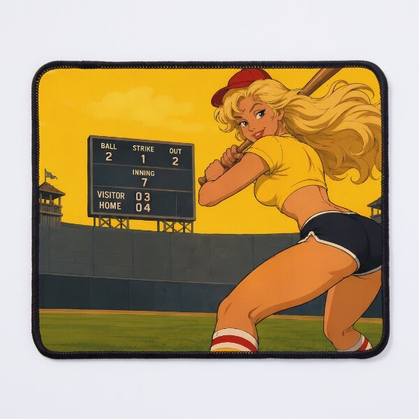 Item preview, Retro Baseball Pin-Up – Vintage Sports Anime Illustration designed and sold by  Hollow Moon Studios..