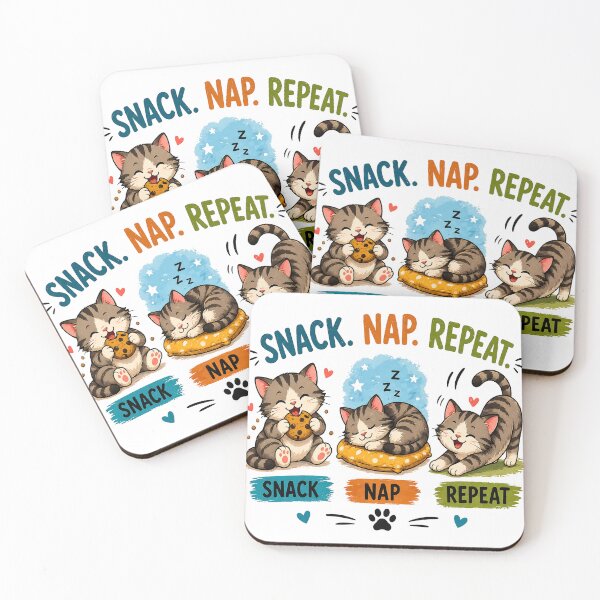 Item preview, Snack Nap Repeat Cute Cat - Funny Lazy Tabby Kitten Routine designed and sold by TheSquirla.