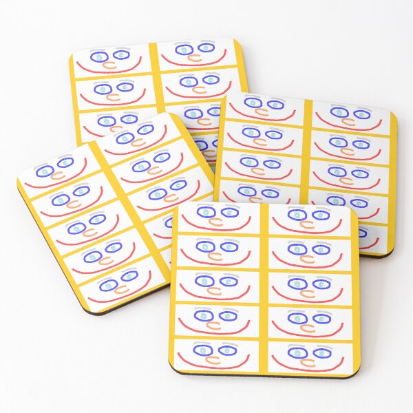 Item preview,  a simple, digital drawing of a stylized cartoon face against a white background, enclosed within a thick yellow border designed and sold by buynowandtoday.