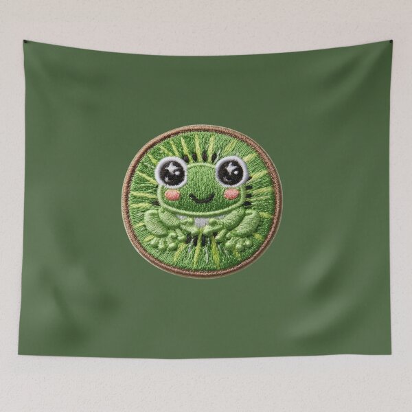 Item preview, Cute Kiwi Frog Embroidery Patch designed and sold by MegaNovaArt.