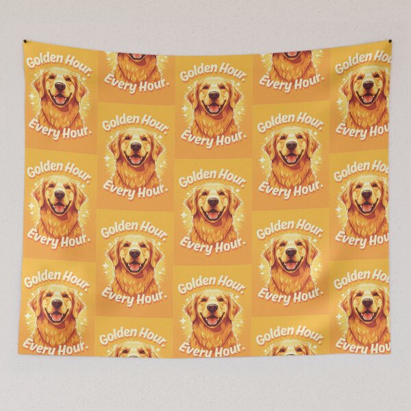 Item preview, Golden Hour Every Hour Funny Retro Golden Retriever Design designed and sold by jojodebondy.